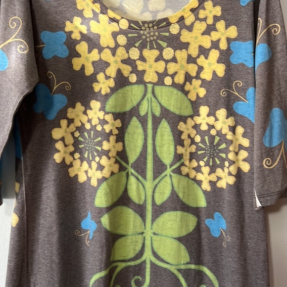 Before+Again Boutique Dress Brown Flowers 3/4 Sleeve - Picture 3 of 6